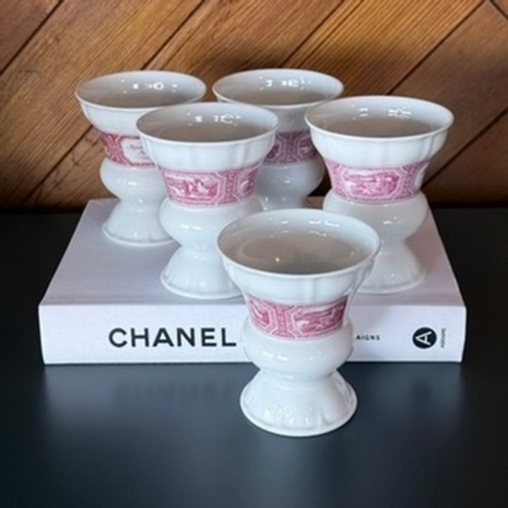 Vintage Heinrich Germany Rüdesheimer Kaffee Coffee Cup & Saucers Set of 5 Red